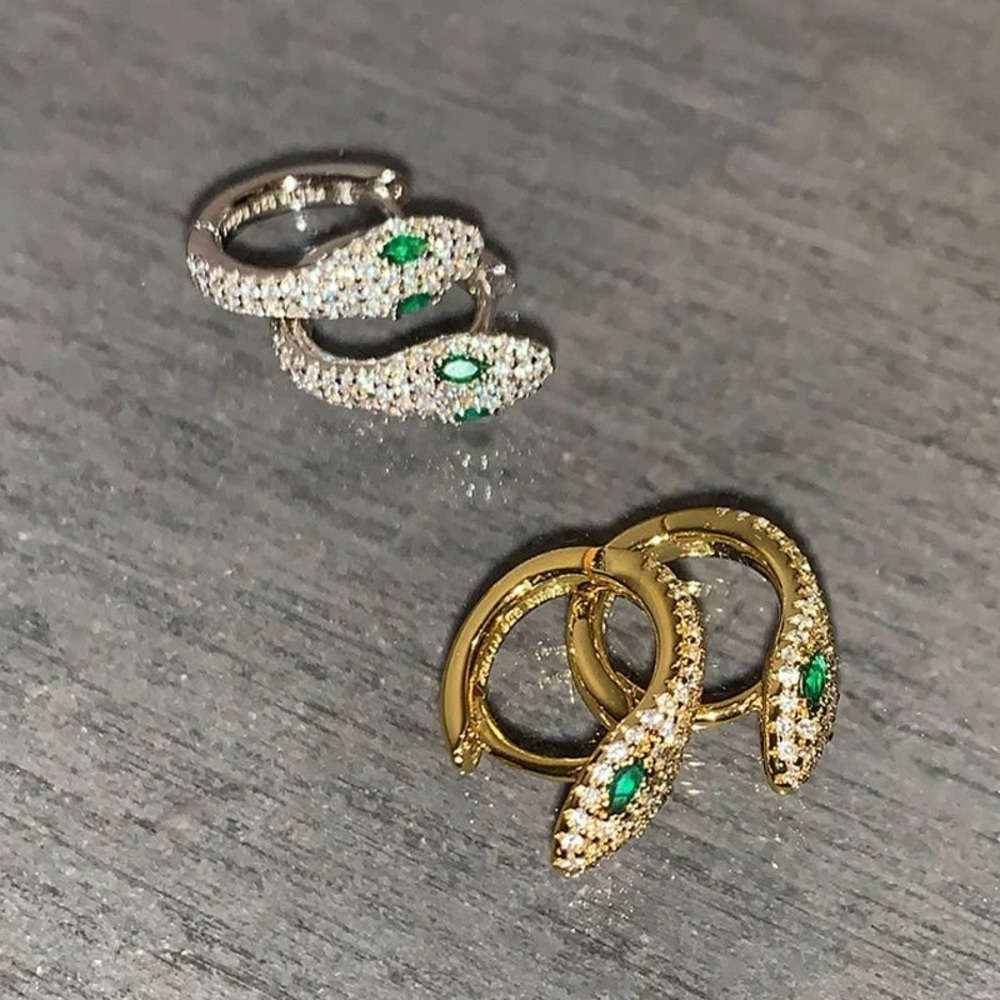Snake Earrings, snake hoop earrings, gold snake earrings, silver snake earrings